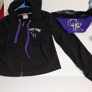 Pink by Victoria Secret Women's Large Jacket and Medium Panty Rookies Baseball